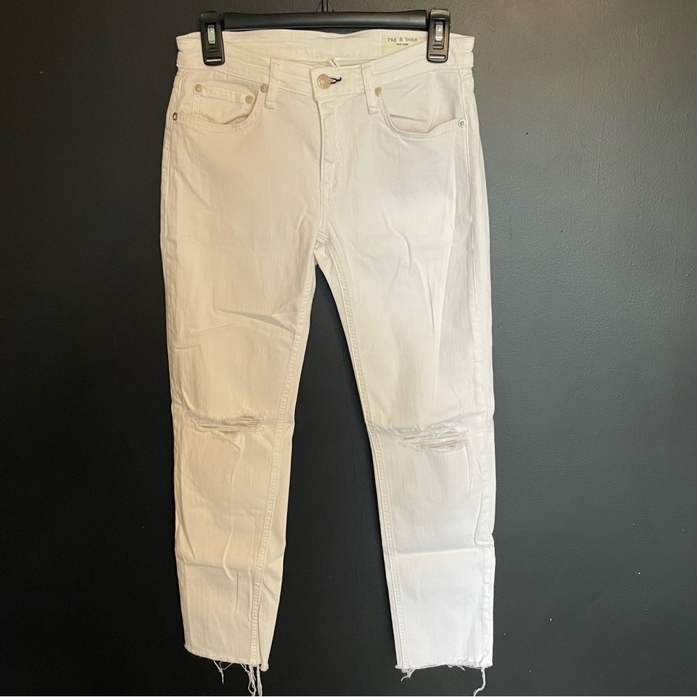 Rag & Bone White Distressed Slim Boyfriend Jeans Women’s Size 25 Summer‎ Jeans